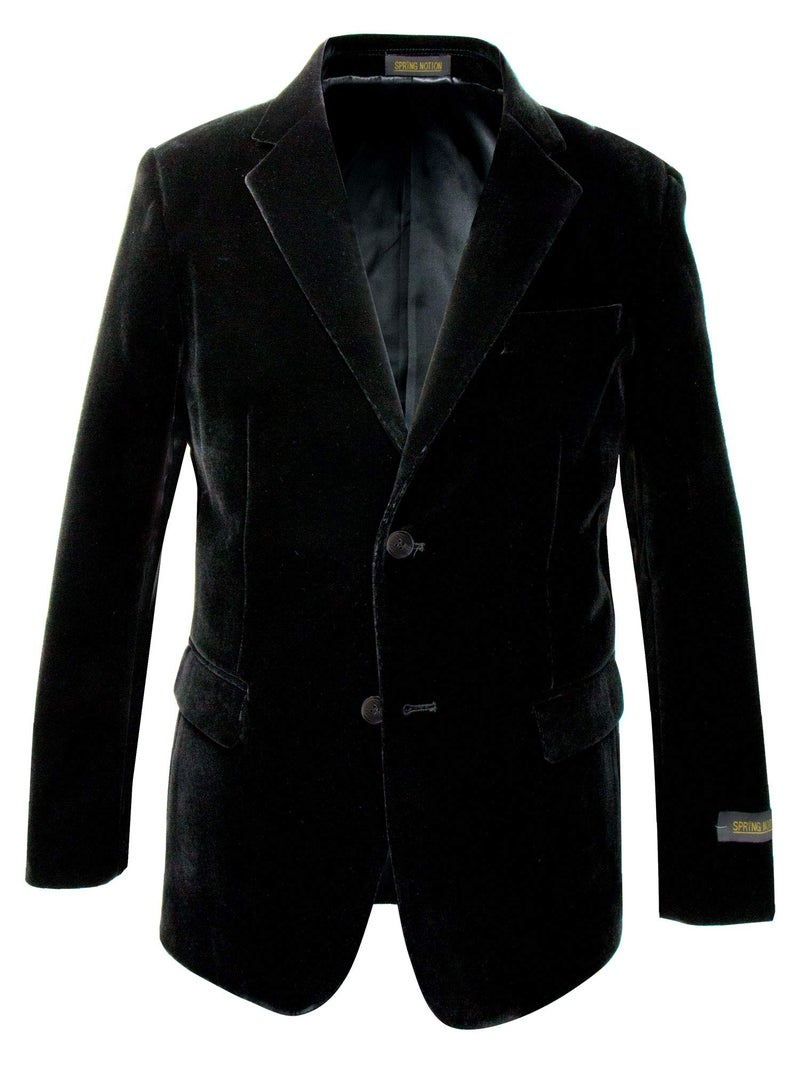 Spring Notion Big Boys' Black Velvet Blazer 14 - Image 1